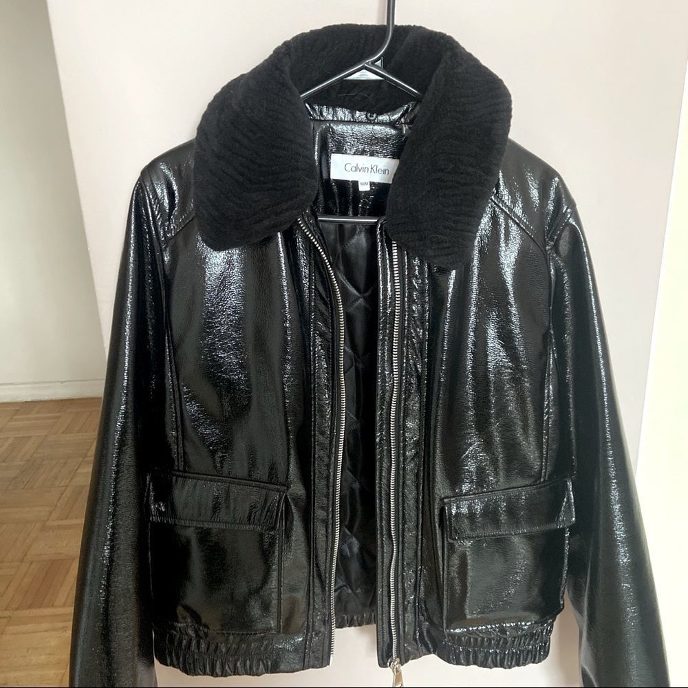 Calvin Klein women faux leather jacket size M